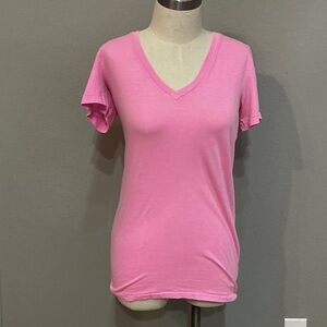 PINK Victoria's Secret Bright Pink V-Neck Tee